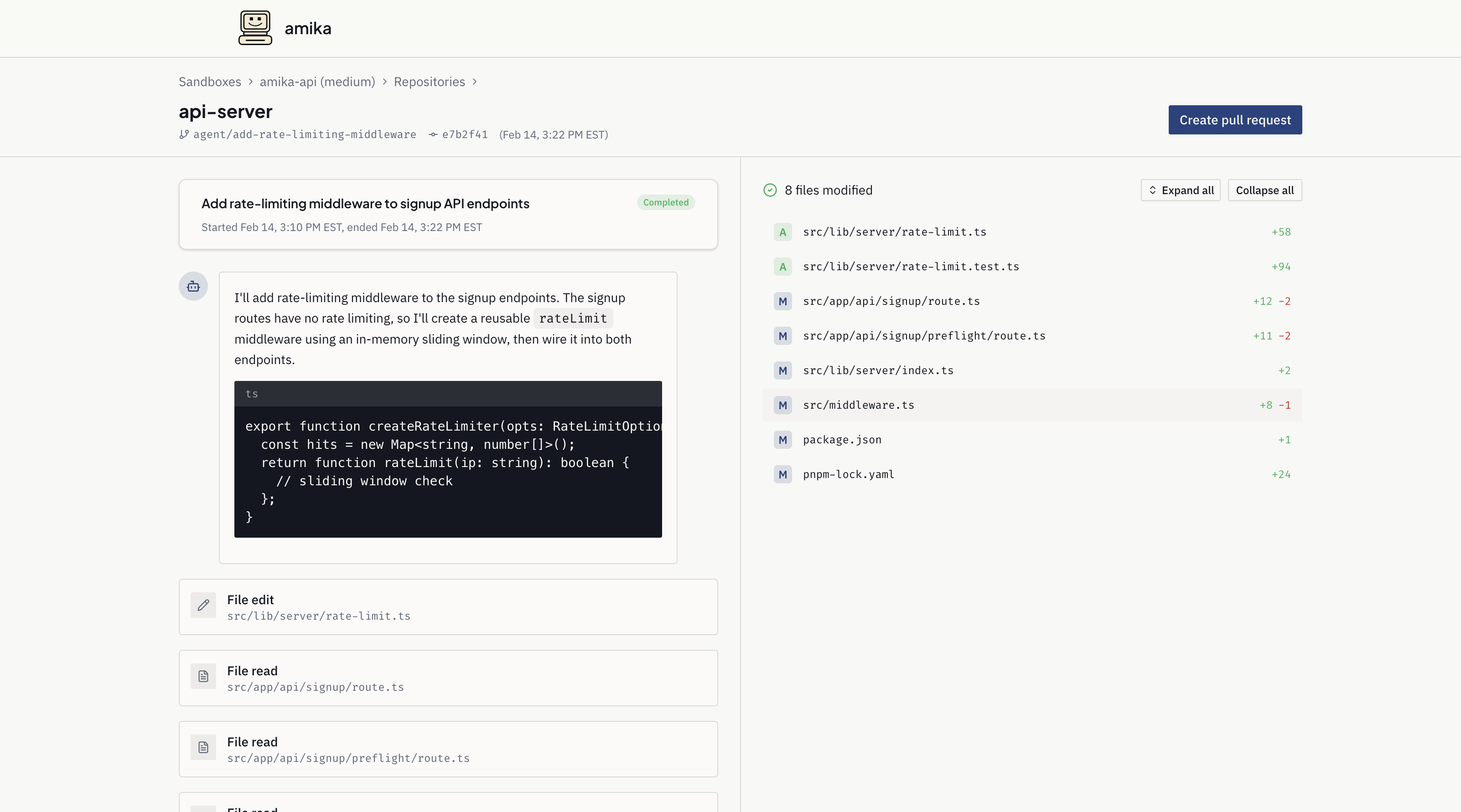 Amika reviewing a pull request